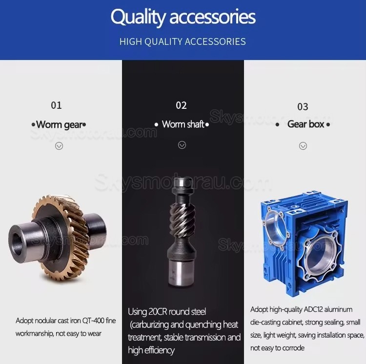 NRV-VS63 Series 0.3-2.8KW Worm Drive Gearbox, Ratio 20:1 118-160nm with Dual Input Shaft